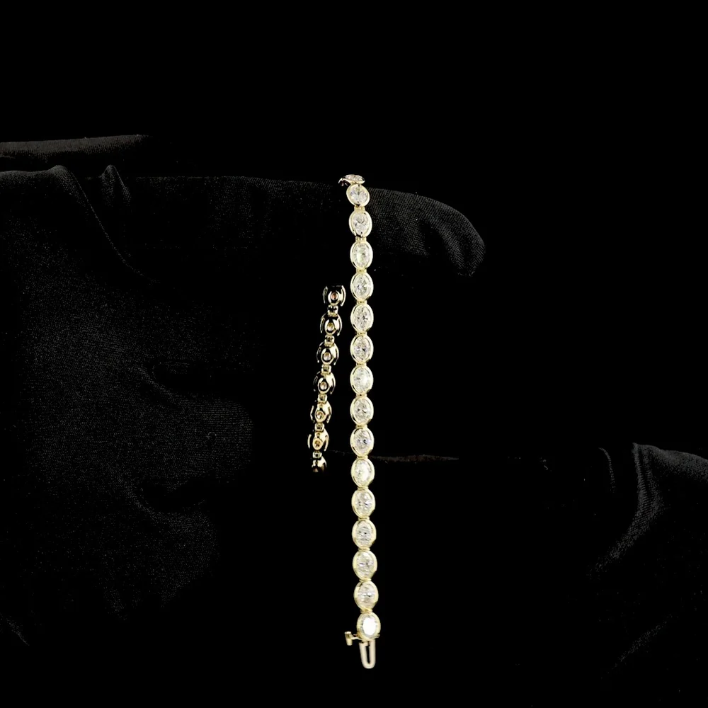 14K Yellow Gold East-West Oval Cut Lab Diamond Tennis Bracelet - 5.79 Carats Total Diamond Weight - Covaloro Fine Jewelry - Image 3