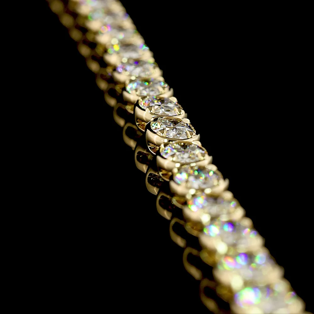 14K Yellow Gold East-West Oval Cut Lab Diamond Tennis Necklace - 18.90 Total Carat Weight, 66 Stones, E-F VS Quality - Covaloro Fine Jewelry - Image 3