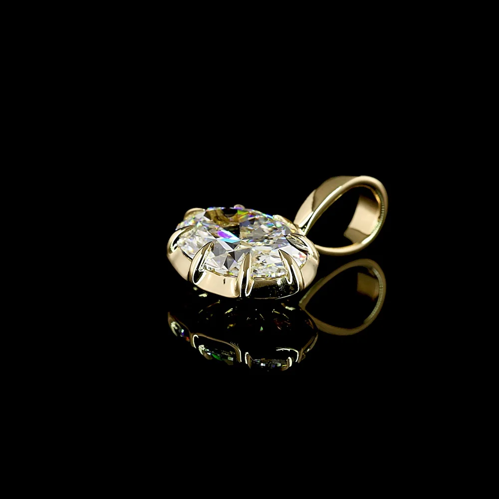 14K Yellow Gold East-West Oval Cut Pendant with 1.56 Carat D VS1 Lab Grown Diamond - GIA Certified Solitaire Necklace - Covaloro Fine Jewelry - Image 3