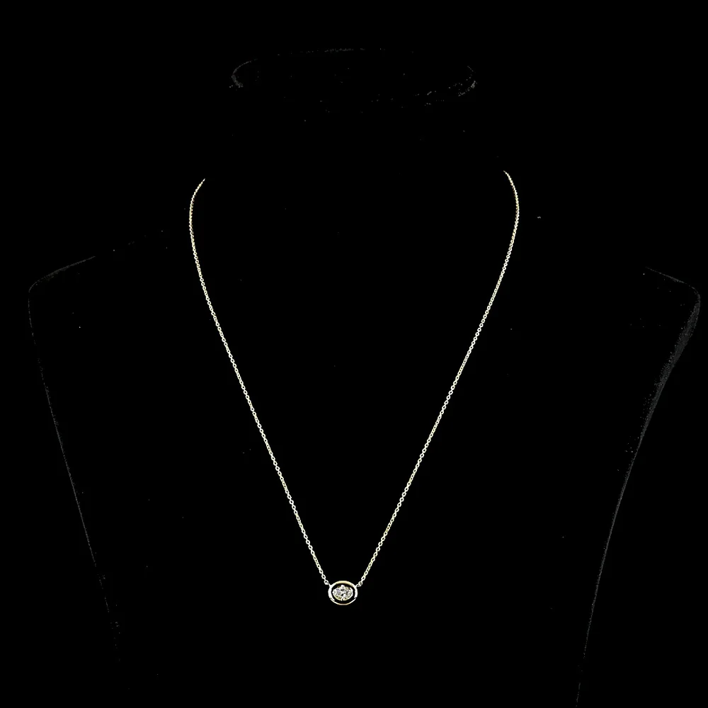 14K Yellow Gold East-West Oval Cut Solitaire Pendant with 0.25 Carats Lab Diamond (E-F Color, VS2 Clarity) - Covaloro Fine Jewelry