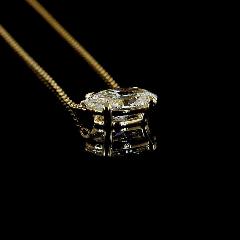14K Yellow Gold East-West Oval Cut Solitaire Pendant with 2.22 Carat Lab-Grown Diamond - IGI Certified E-F VVS2 - Covaloro Fine Jewelry - Image 3