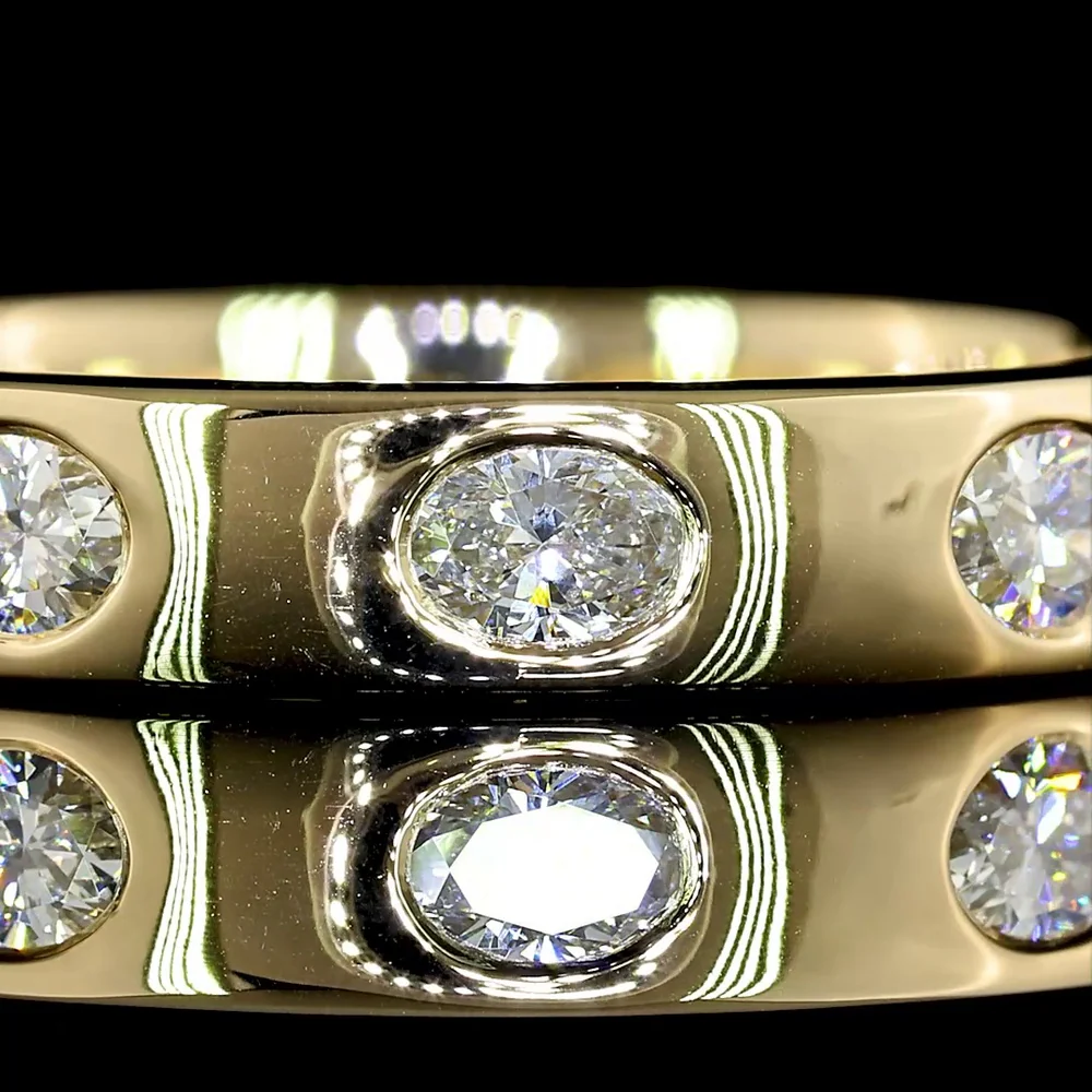 14K Yellow Gold East-West Oval Eternity Band with 7 Flush Set Lab Diamonds - 0.71 Carat Total Weight, E-F Color, VS Clarity - Covaloro Fine Jewelry - Image 2