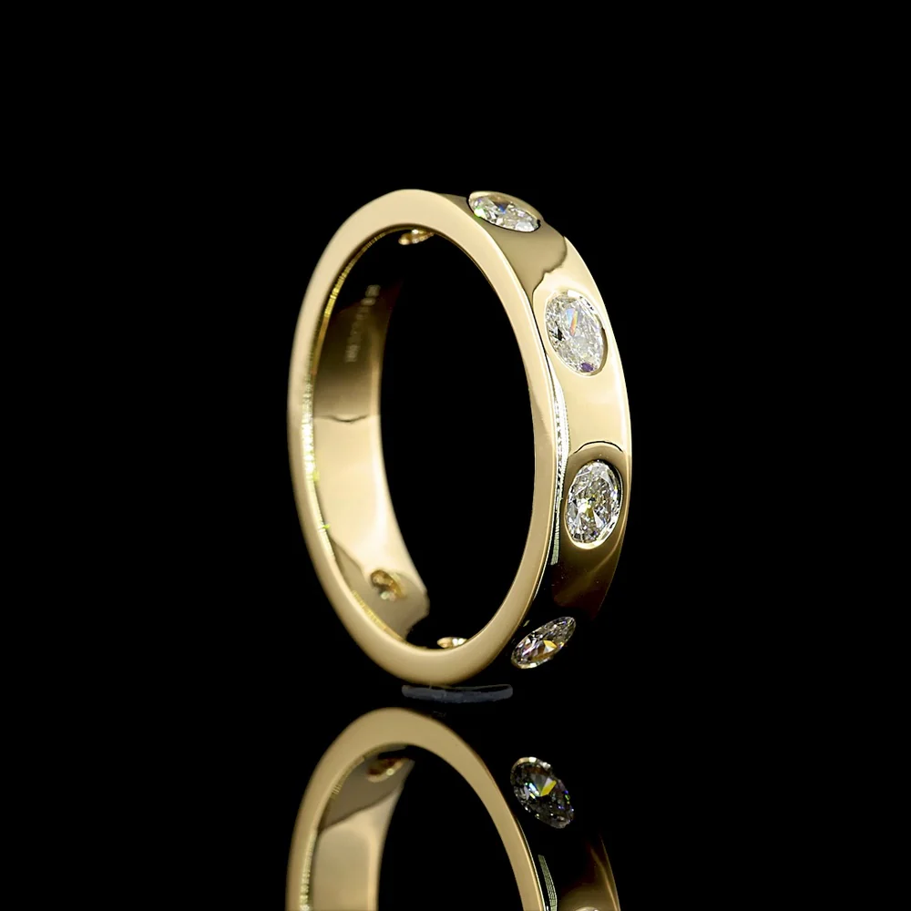 14K Yellow Gold East-West Oval Eternity Band with 7 Flush Set Lab Diamonds - 0.71 Carat Total Weight, E-F Color, VS Clarity - Covaloro Fine Jewelry - Image 3