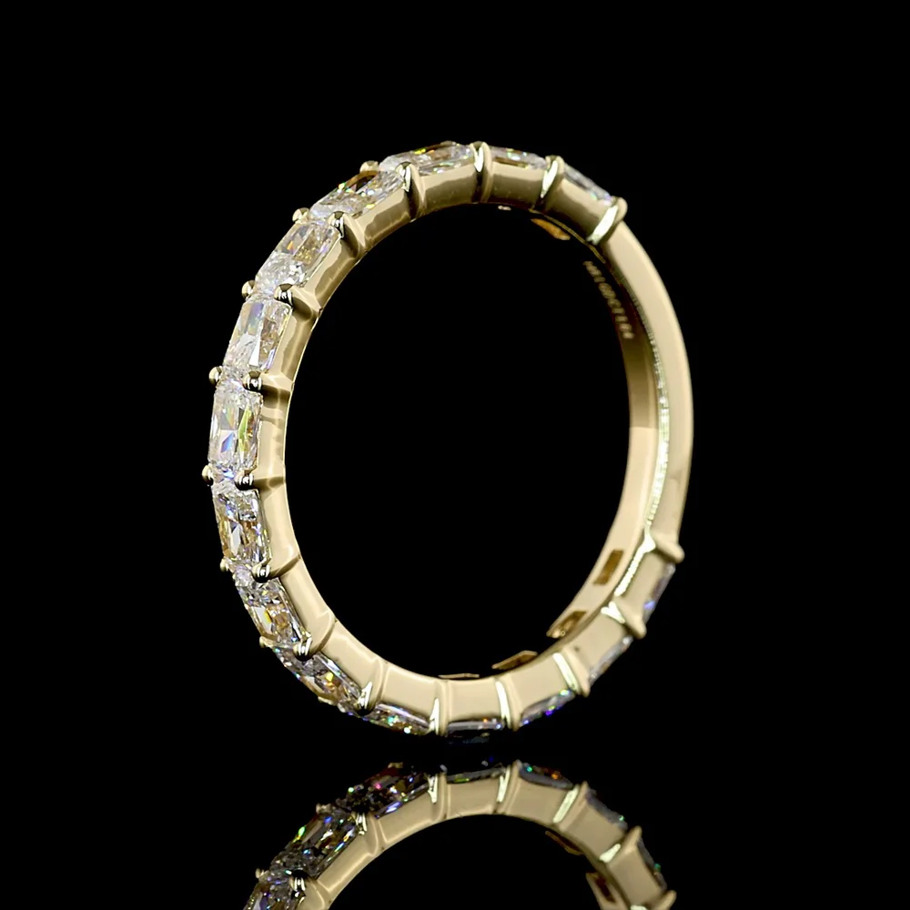 14K Yellow Gold East-West Radiant Cut Lab Diamond 3/4 Eternity Band - 1.64 Carats Total Diamond Weight - Covaloro Fine Jewelry - Image 4