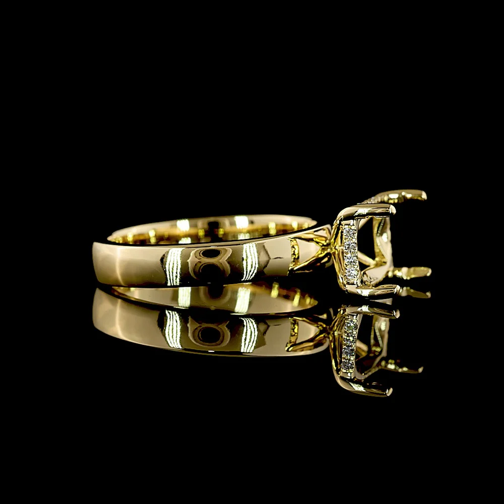 14K Yellow Gold East-West Radiant Cut Lab Diamond Ring with Hidden Halo - 3.71 Carat Total Diamond Weight, E VVS2 Center - Covaloro Fine Jewelry - Image 2