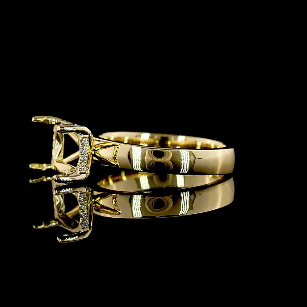 14K Yellow Gold East-West Radiant Cut Lab Diamond Ring with Hidden Halo - 3.71 Carat Total Diamond Weight, E VVS2 Center - Covaloro Fine Jewelry - Image 3
