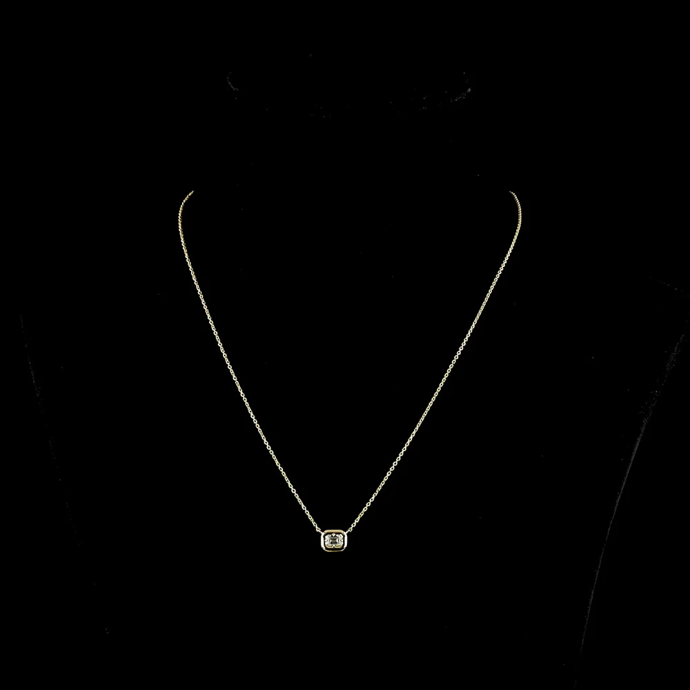 14K Yellow Gold East-West Set Emerald Cut Lab Diamond Solitaire Pendant - 0.26 Carat D VVS2 - Covaloro Fine Jewelry