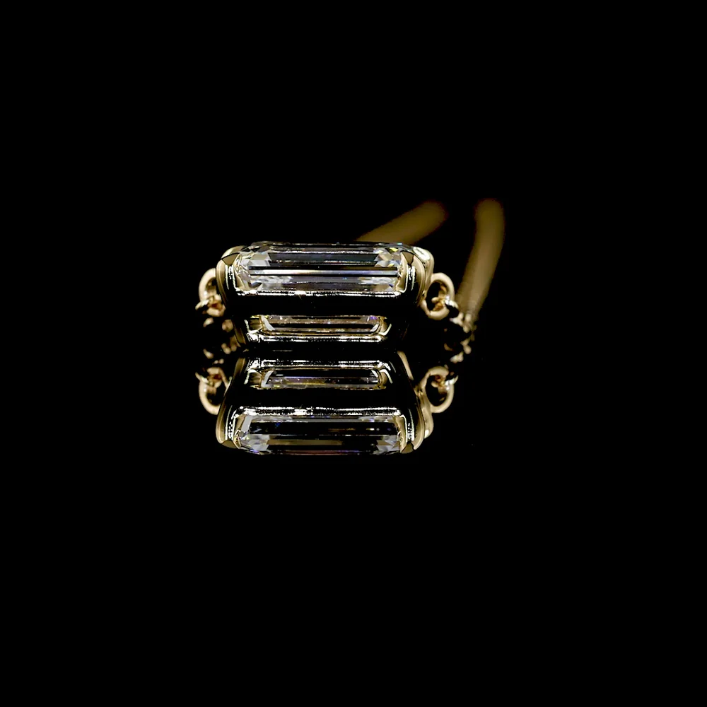 14K Yellow Gold East-West Solitaire Pendant with 1.03 Carat Emerald Cut Lab Diamond - E-F Color, VS1 Clarity - Covaloro Fine Jewelry - Image 3