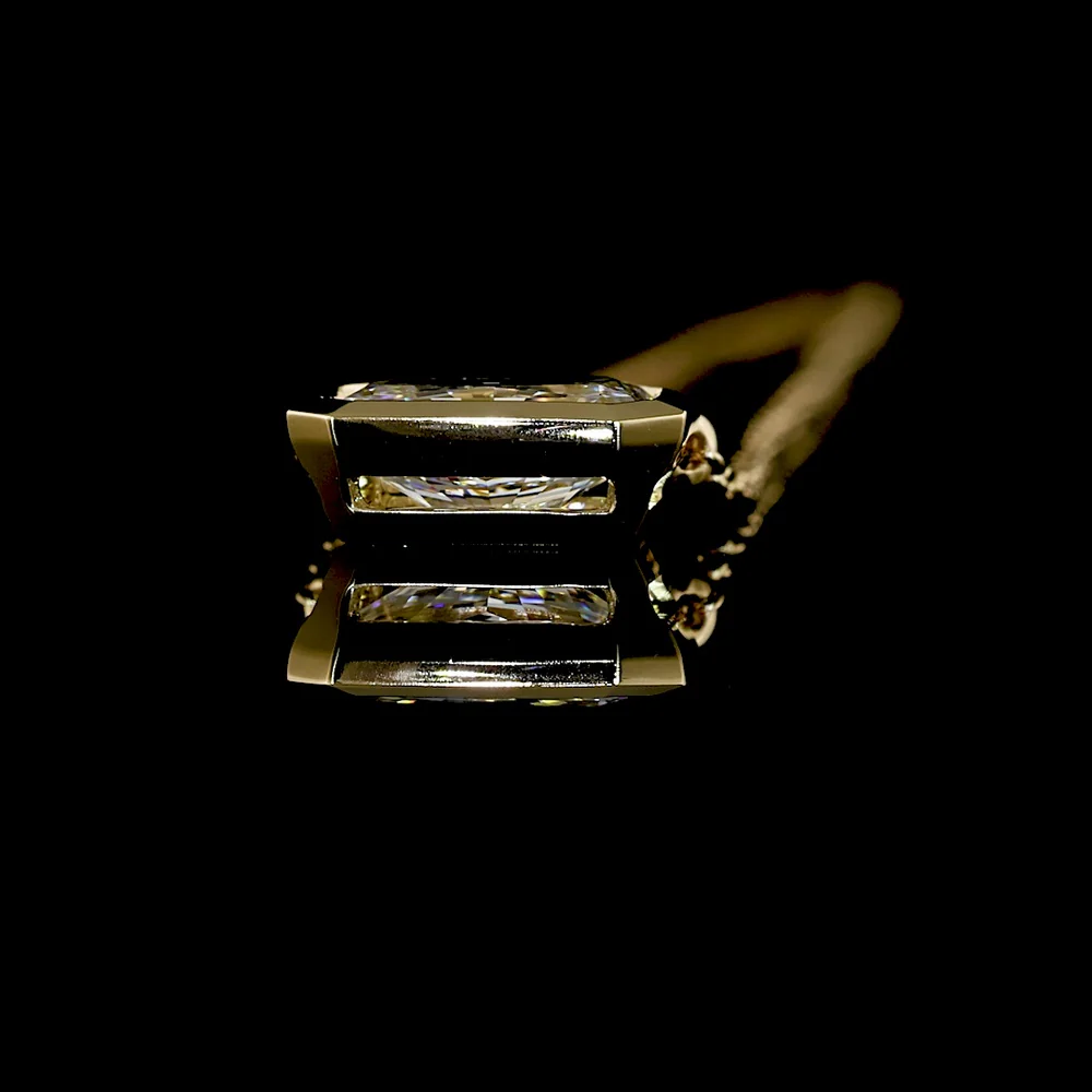 14K Yellow Gold East-West Solitaire Pendant with 1.04 Carat Emerald Cut Lab Diamond - D Color IF Clarity Bezel Set - Covaloro Fine Jewelry - Image 3