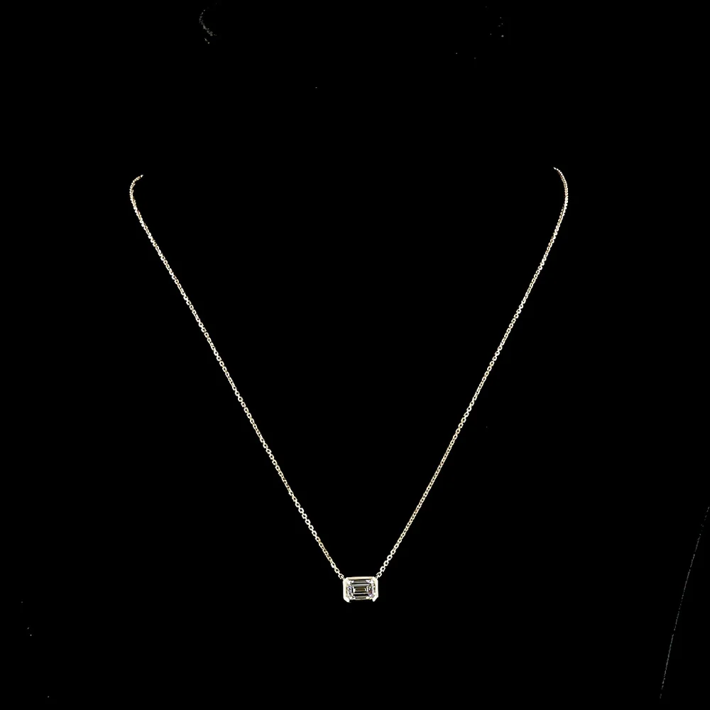 14K Yellow Gold East-West Solitaire Pendant with Bezel Set Radiant Cut Lab Diamond - 1.04 Carat E-F VVS2 IGI Certified - Covaloro Fine Jewelry - Image 4