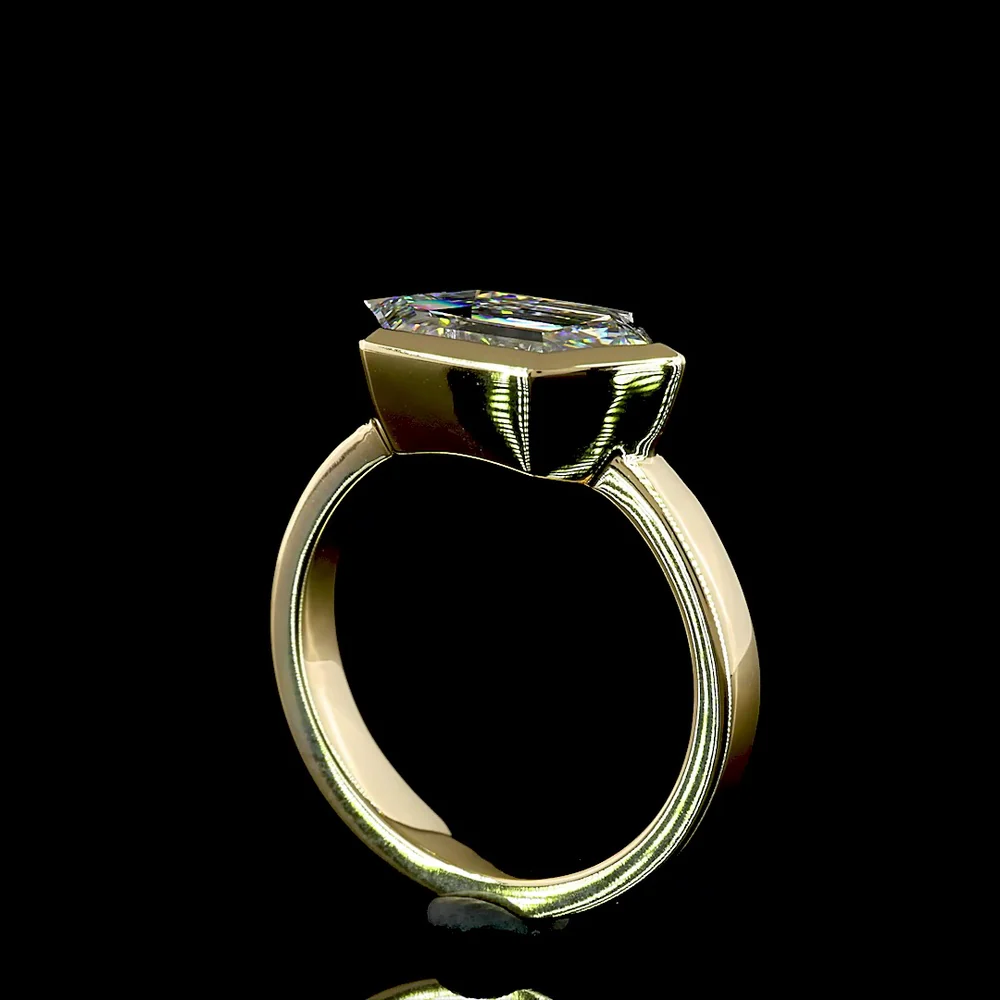 14K Yellow Gold East-West Step Marquise Cut Lab Diamond Solitaire Ring - 3.17 Carat D VVS2 IGI Certified - Covaloro Fine Jewelry - Image 3