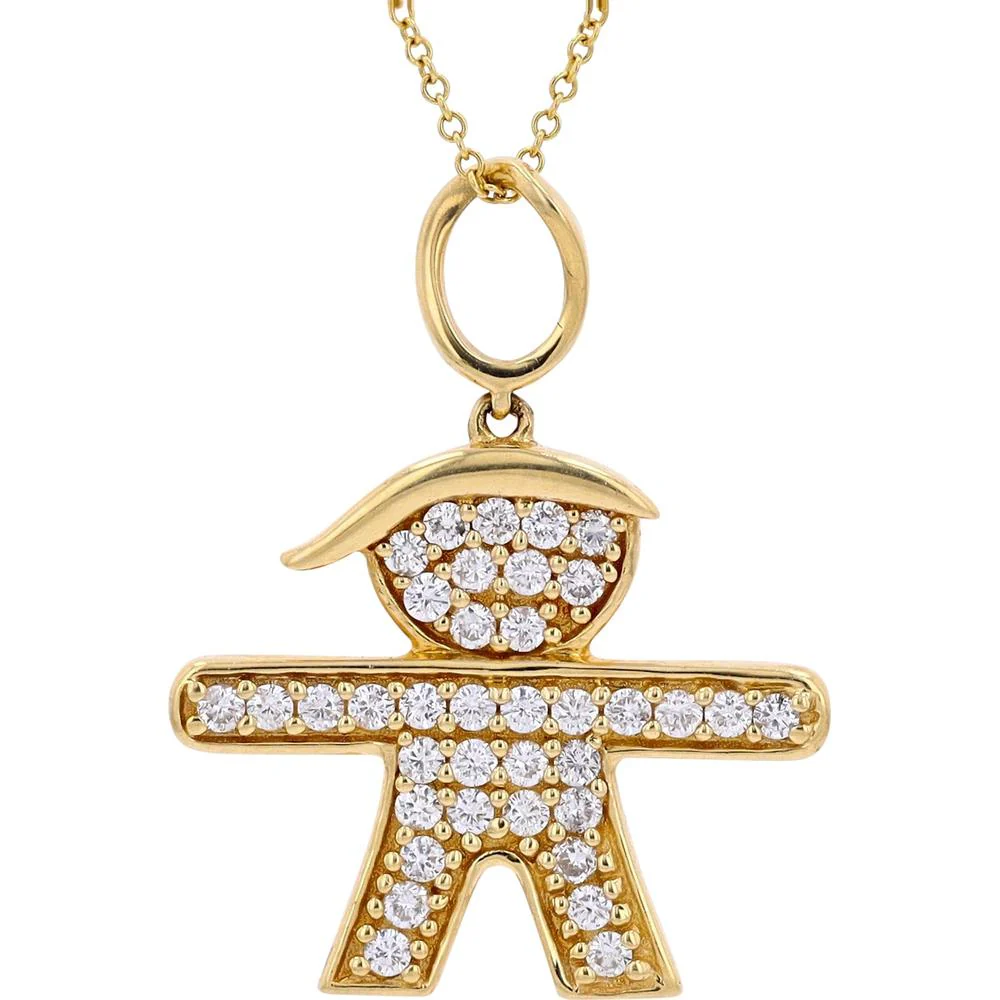 14K Yellow Gold EFFY Little Man Pendant with Pavé - Set Round Diamonds - 0.45 Carat Total Diamond Weight