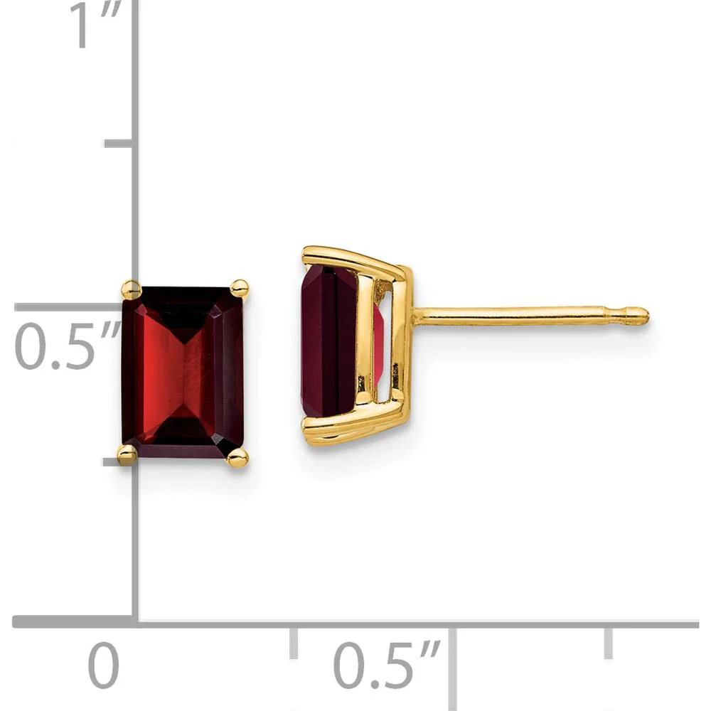 14K Yellow Gold Emerald Cut Garnet Stud Earrings - 1.25 Carat Total Garnet Weight by Monteluci Fine Jewelry - Image 4