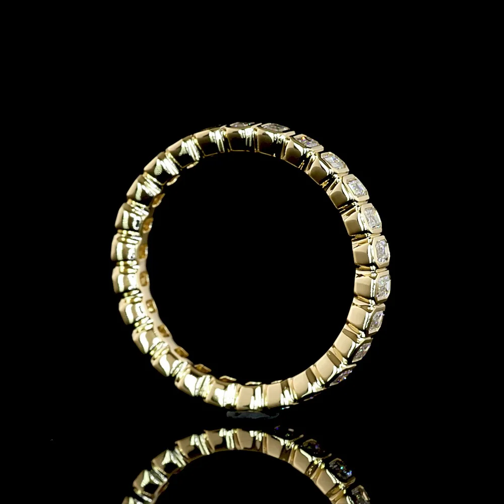 14K Yellow Gold Emerald Cut Lab Diamond Bezel Set Eternity Band - 1.00 Carats Total Diamond Weight - Covaloro Fine Jewelry - Image 3