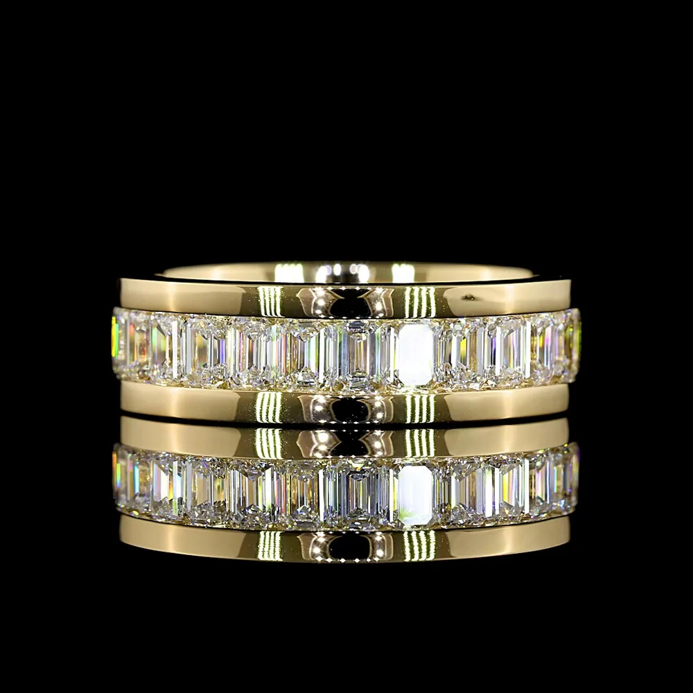 14K Yellow Gold Emerald Cut Lab Diamond Eternity Band - 3.93 Carat Total Diamond Weight, Channel Set, 27 Stones, E-F Color VS Clarity - Covaloro Fine Jewelry