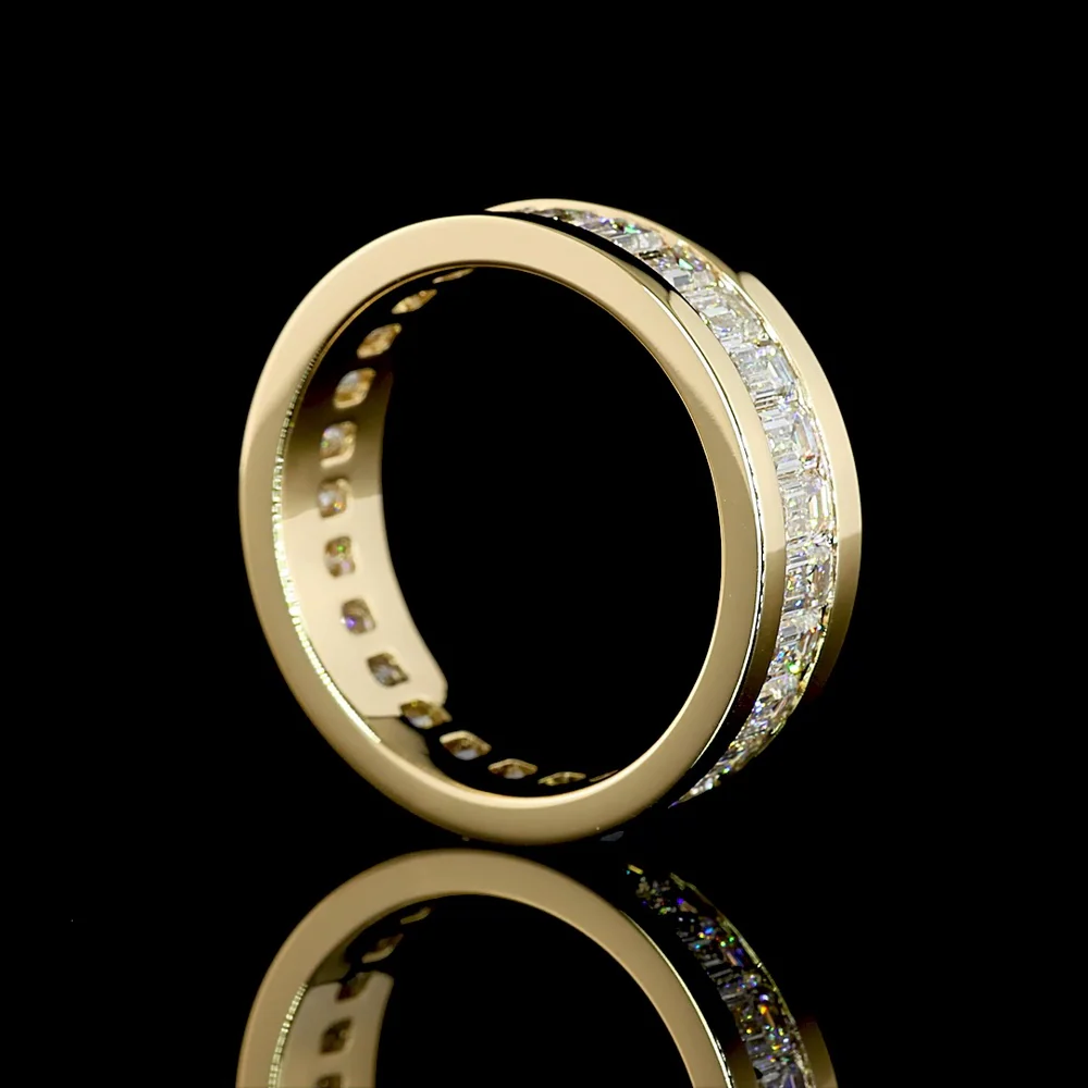 14K Yellow Gold Emerald Cut Lab Diamond Eternity Band - 3.93 Carat Total Diamond Weight, Channel Set, 27 Stones, E-F Color VS Clarity - Covaloro Fine Jewelry - Image 4