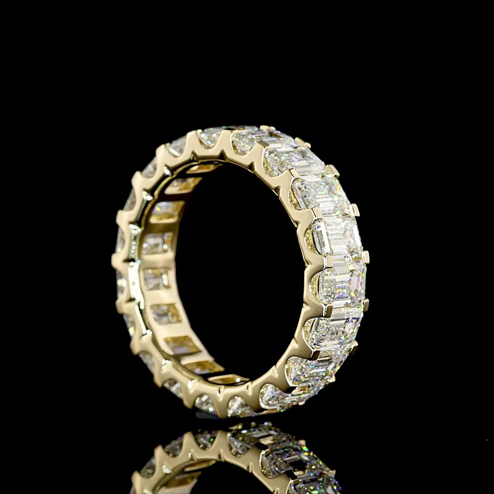 14K Yellow Gold Emerald Cut Lab Diamond Eternity Band with U Prong Setting - 5.97 Carats Total Weight, 19 Stones E-F VS Quality - Covaloro Fine Jewelry - Image 3