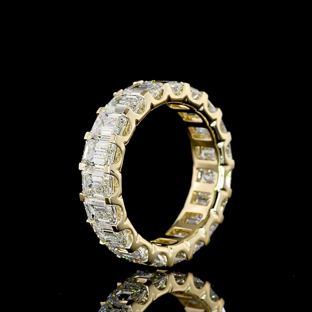 14K Yellow Gold Emerald Cut Lab Diamond Eternity Band with U Prong Setting - 5.97 Carats Total Weight, 19 Stones E-F VS Quality - Covaloro Fine Jewelry - Image 4