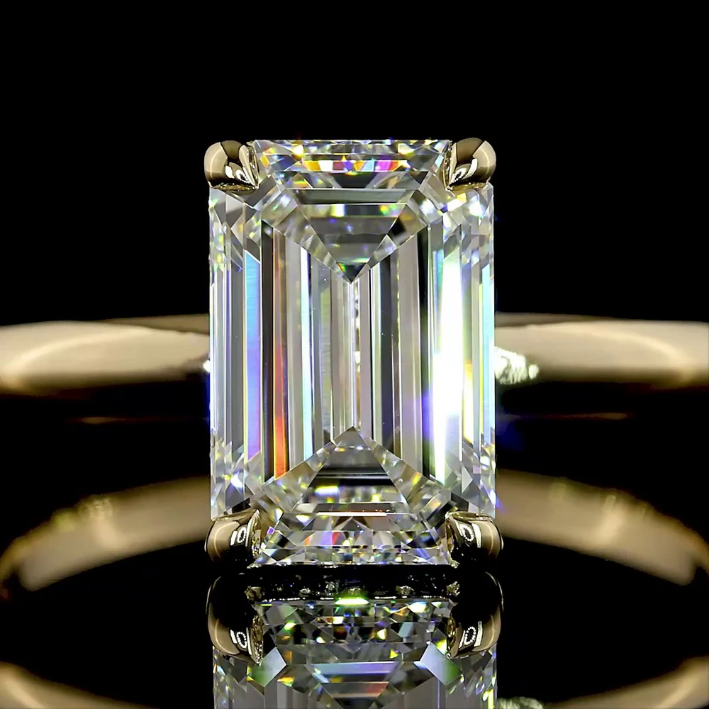 14K Yellow Gold Emerald Cut Lab Diamond Hidden Halo Ring - 2.26 Carat Total Weight (2.17 Carat Center, E VVS2, IGI Certified) - Covaloro Fine Jewelry - Image 2