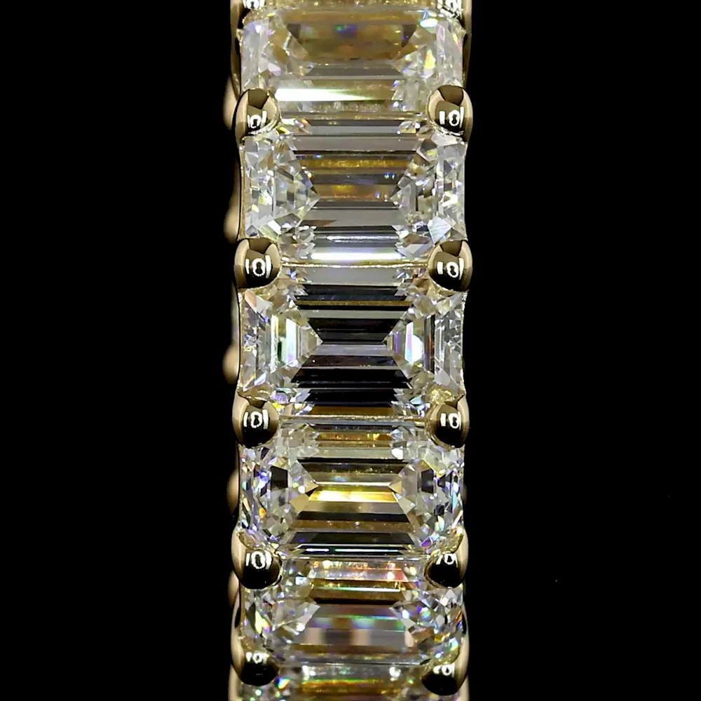 14K Yellow Gold Emerald Cut Lab Diamond Huggie Earrings - 2.97 Carat Total Weight, E-F Color VS Clarity with Prong Setting - Covaloro Fine Jewelry - Image 3