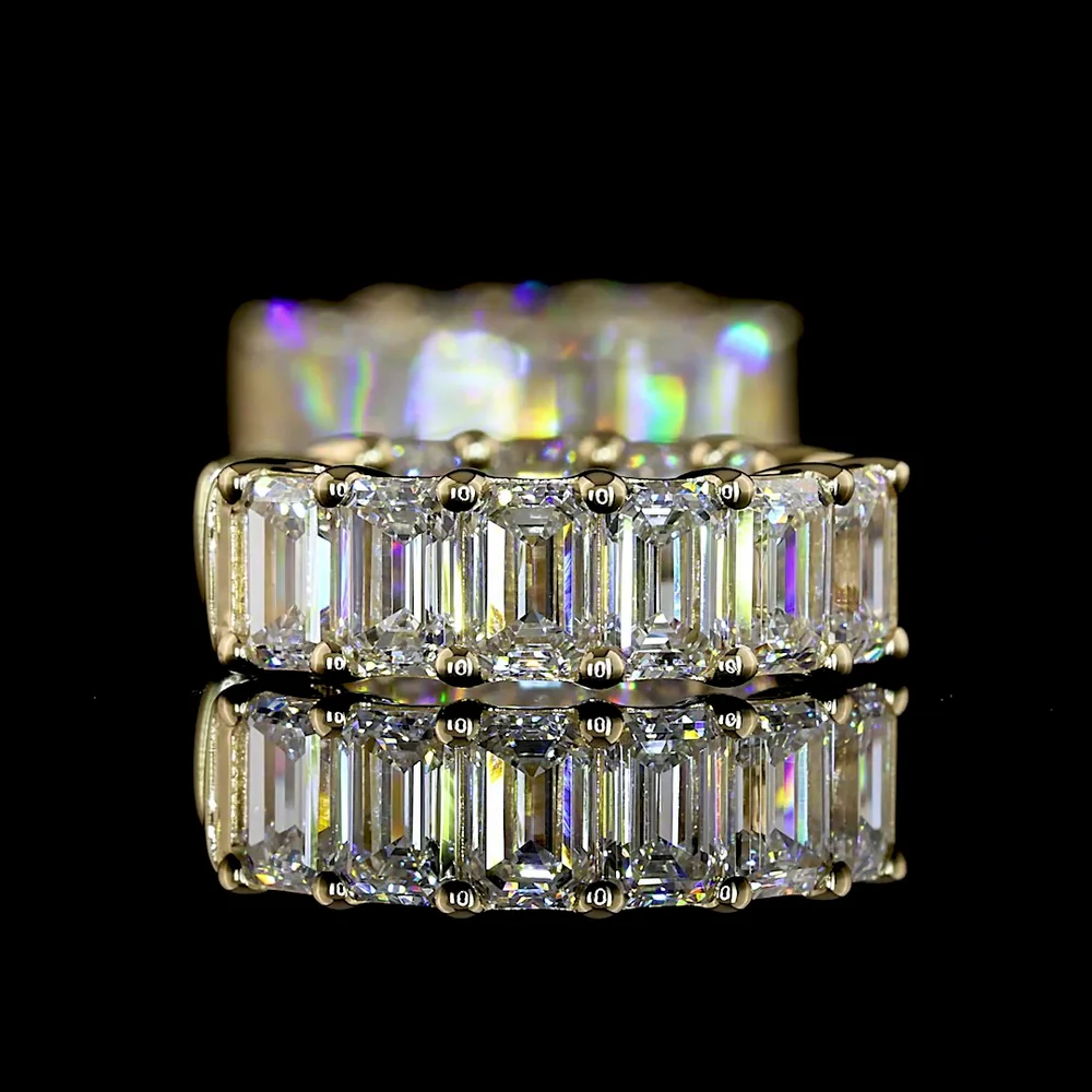 14K Yellow Gold Emerald Cut Lab Diamond Huggie Earrings - 2.97 Carat Total Weight, E-F Color VS Clarity with Prong Setting - Covaloro Fine Jewelry - Image 4