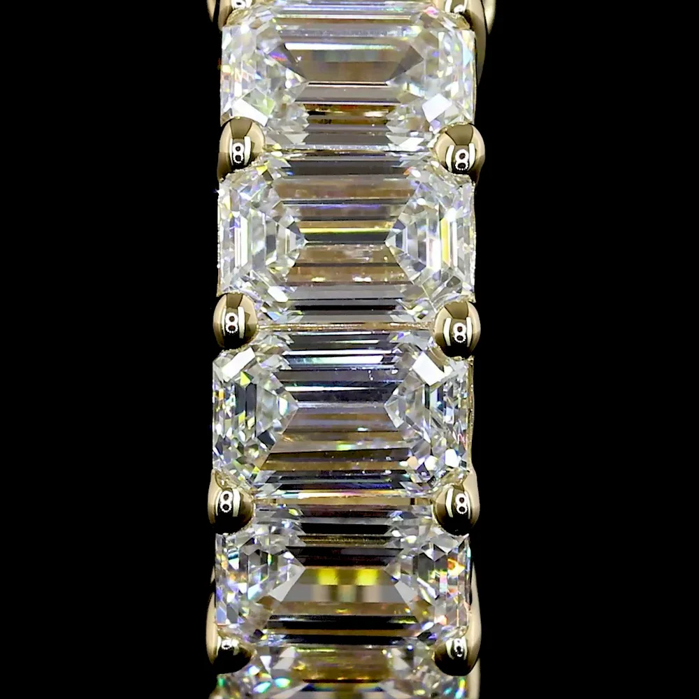 14K Yellow Gold Emerald Cut Lab Diamond Huggie Earrings with Prong Setting - 2.00 Total Carat Weight - Covaloro Fine Jewelry - Image 2
