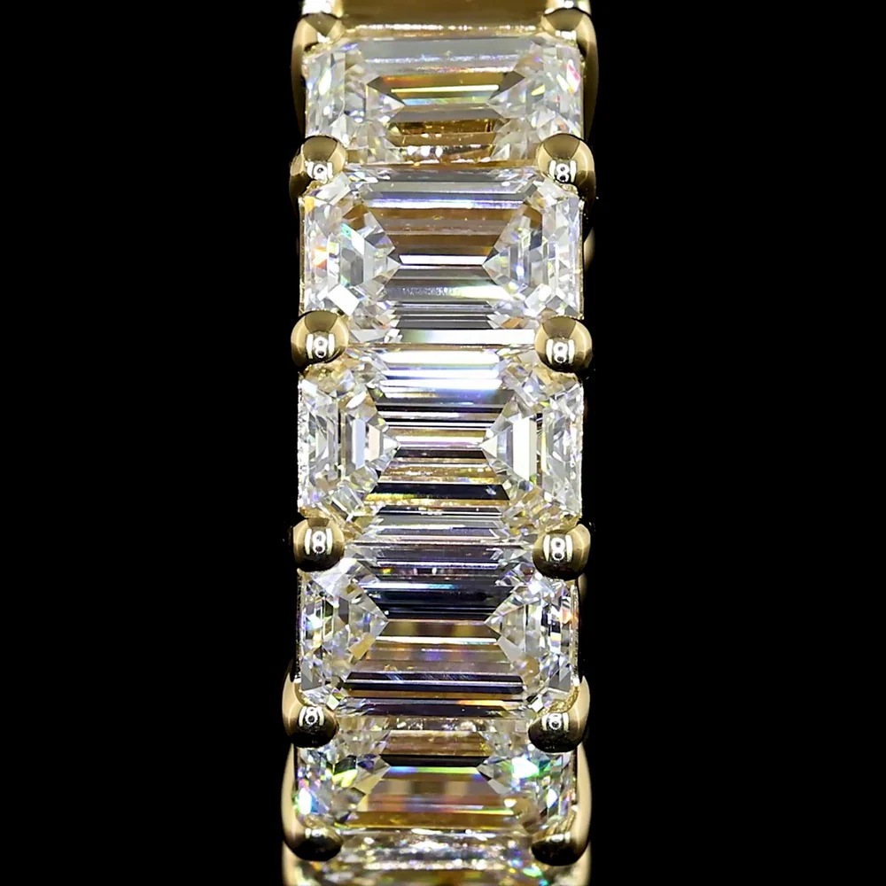 14K Yellow Gold Emerald-Cut Lab Diamond Huggie Hoop Earrings - 3.44 Carats Total Diamond Weight, E-F Color, VS Clarity - Covaloro Fine Jewelry - Image 3