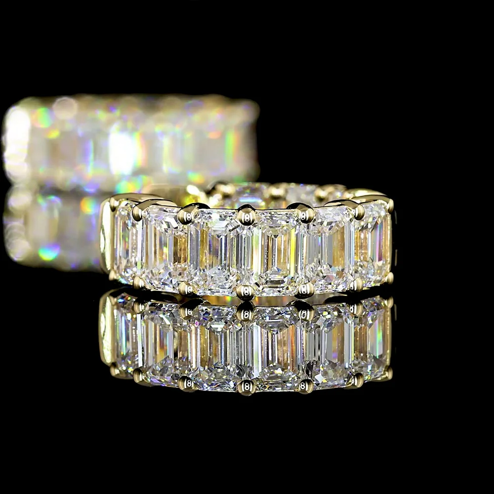 14K Yellow Gold Emerald-Cut Lab Diamond Huggie Hoop Earrings - 3.44 Carats Total Diamond Weight, E-F Color, VS Clarity - Covaloro Fine Jewelry - Image 4