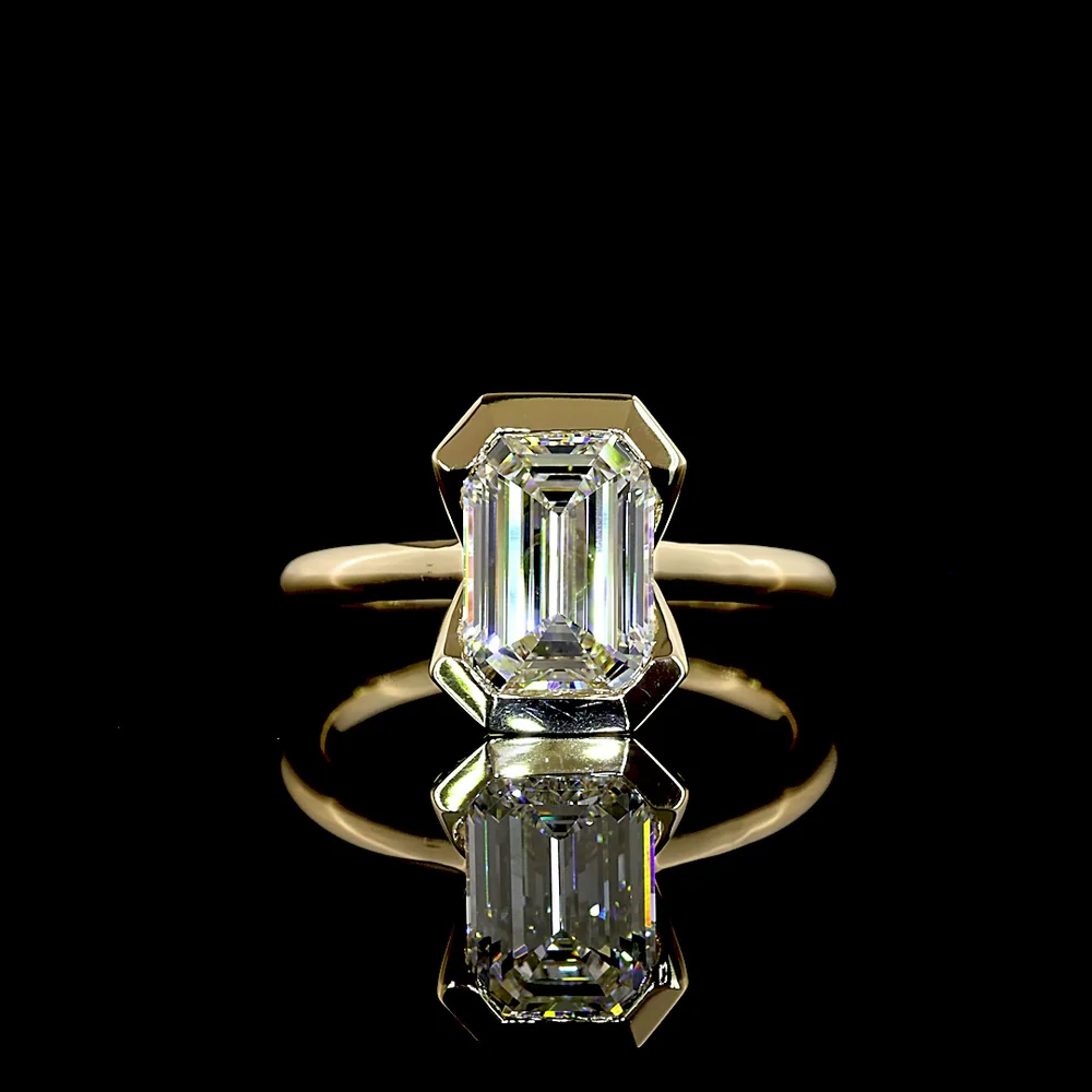 14K Yellow Gold Emerald Cut Lab Diamond Solitaire Ring - 2.25 Carats Total Diamond Weight IGI Certified - Covaloro Fine Jewelry