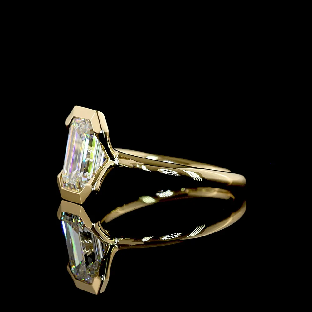 14K Yellow Gold Emerald Cut Lab Diamond Solitaire Ring - 2.25 Carats Total Diamond Weight IGI Certified - Covaloro Fine Jewelry - Image 3