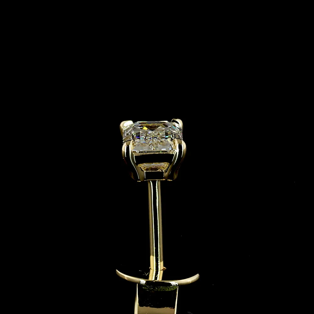 14K Yellow Gold Emerald Cut Lab Diamond Stud Earrings - 1.08 Total Carat Weight, E-F Color, VVS2 Clarity - Covaloro Fine Jewelry - Image 4