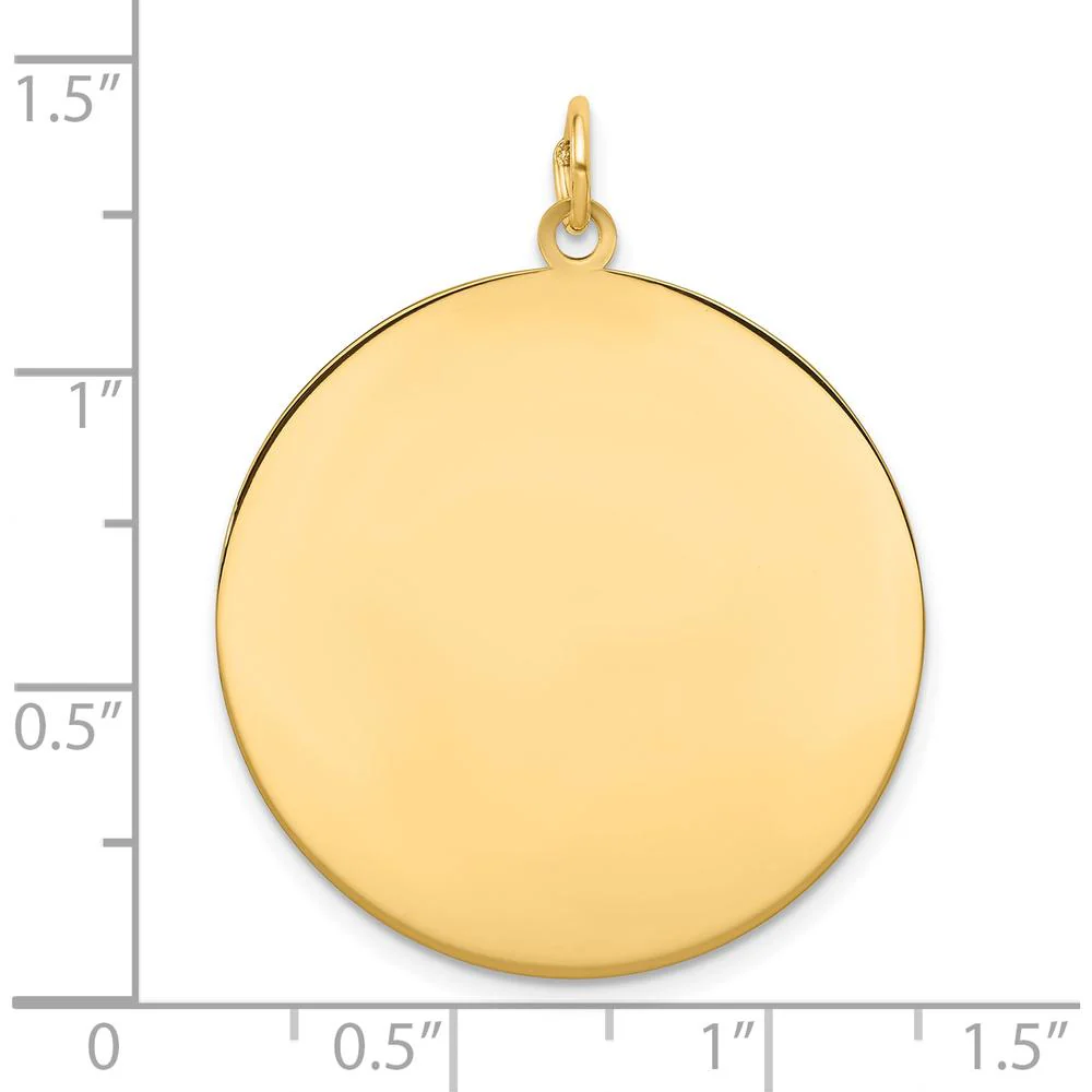 14K Yellow Gold Engravable Circular Disc Charm - 28mm Diameter by Oro Pregiato - Image 2