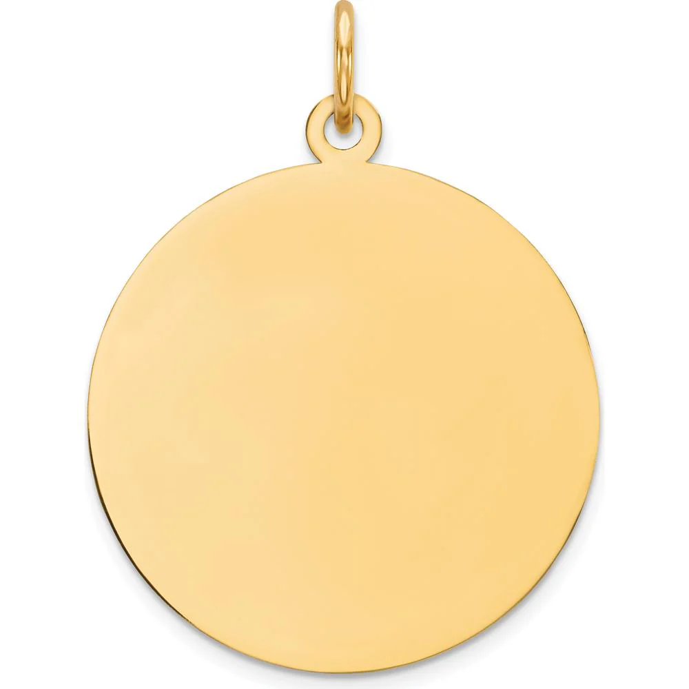 14K Yellow Gold Engravable Circular Disc Charm - 29mm Length by Oro Pregiato