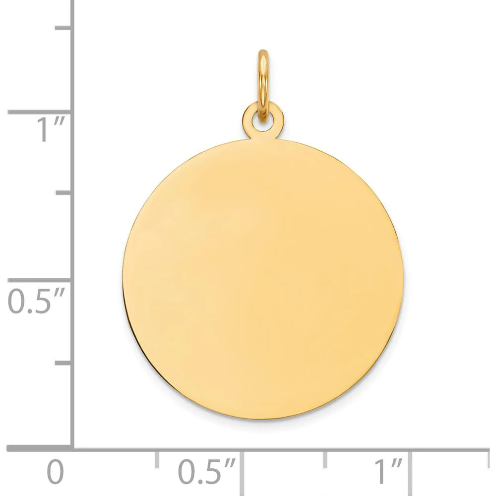 14K Yellow Gold Engravable Circular Disc Charm - 29mm Length by Oro Pregiato - Image 2