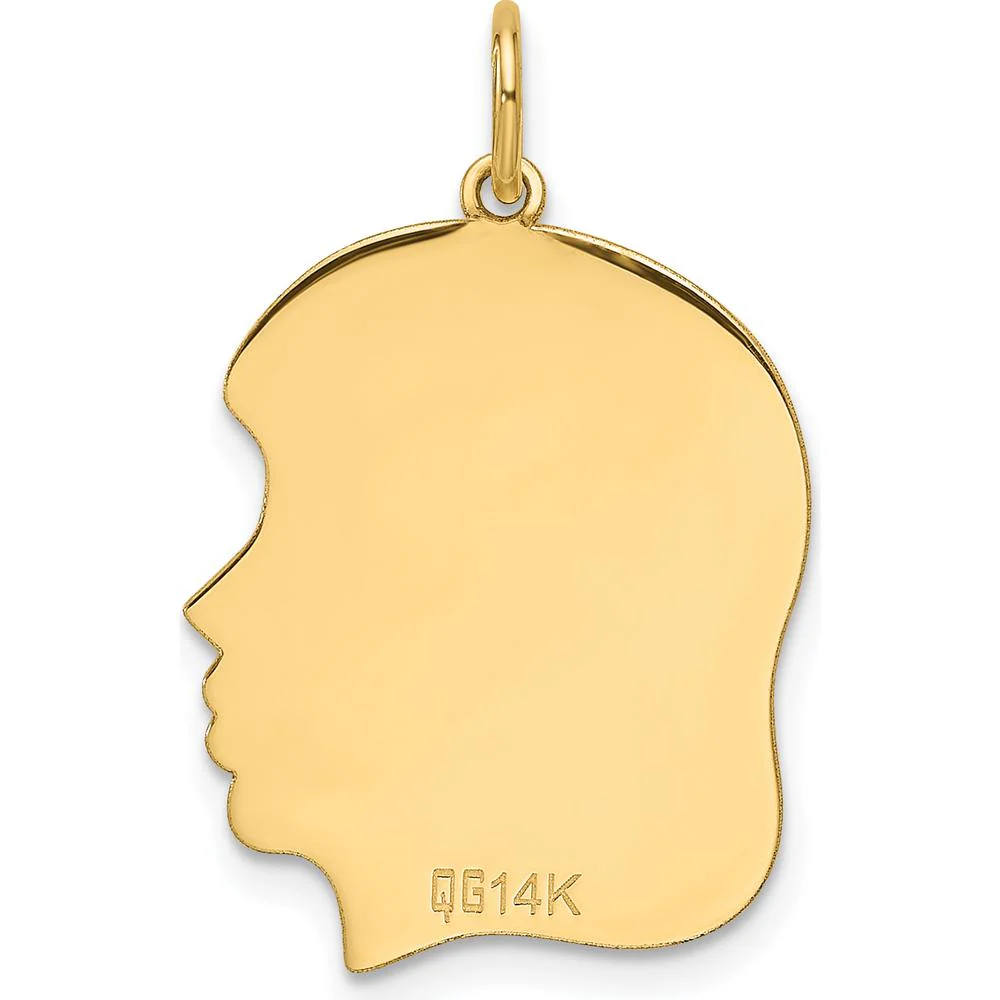 14K Yellow Gold Engravable Girl Head Charm - Personalized Pendant - 25.2mm by Oro Pregiato - Image 3