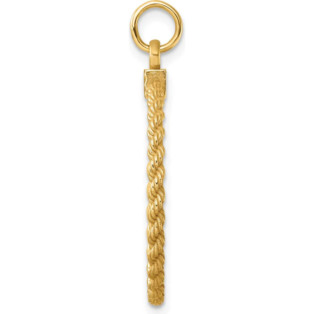 14K Yellow Gold Engravable Rope Edge Disc Pendant - Personalized Charm by Oro Pregiato - Image 2