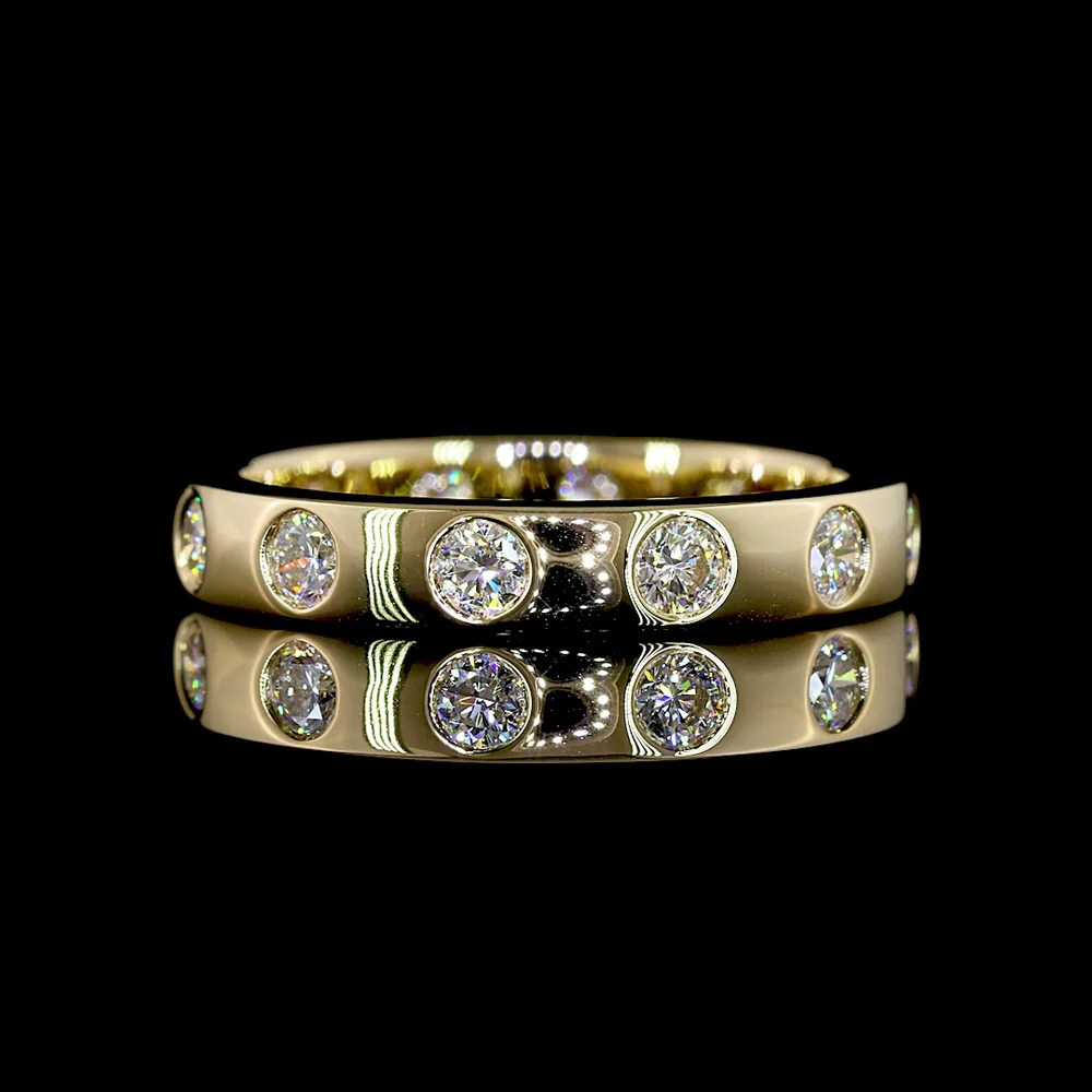 14K Yellow Gold Eternity Band with 12 Flush Set Round Lab Diamonds - 0.77 Carats Total Diamond Weight, E-F Color VS Clarity - Covaloro Fine Jewelry