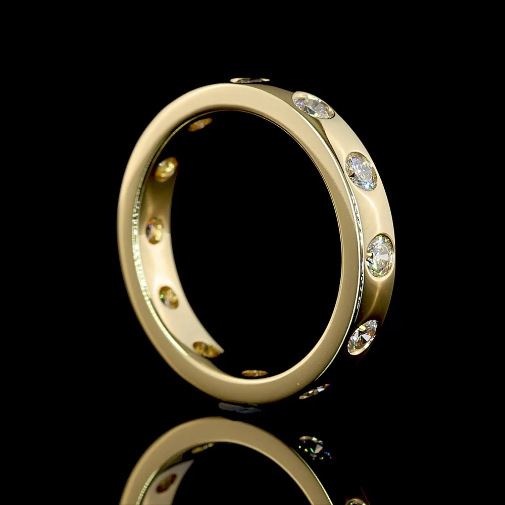 14K Yellow Gold Eternity Band with 12 Flush Set Round Lab Diamonds - 0.77 Carats Total Diamond Weight, E-F Color VS Clarity - Covaloro Fine Jewelry - Image 3