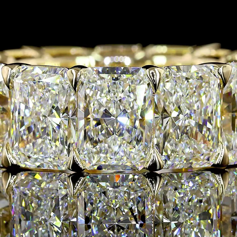 14K Yellow Gold Eternity Band with 14 Radiant Cut Lab Diamonds - 14.69 Carat Total Diamond Weight - Covaloro Fine Jewelry - Image 2