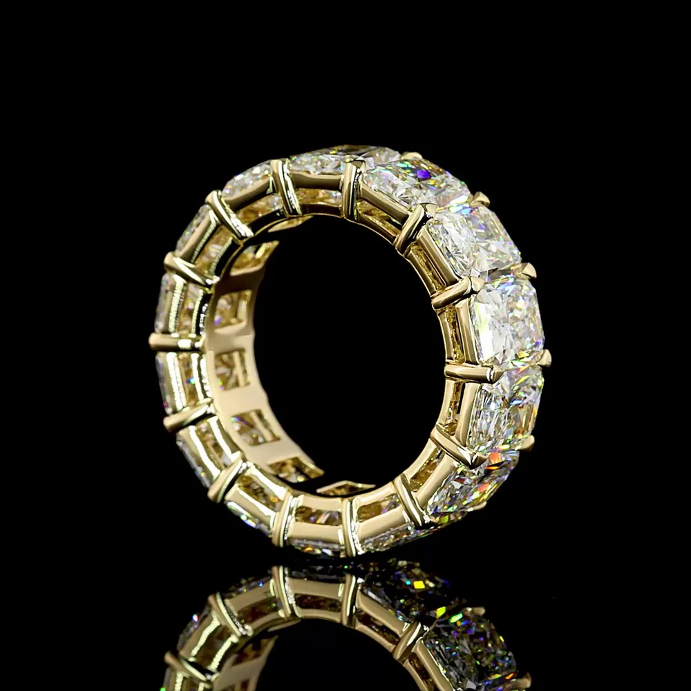 14K Yellow Gold Eternity Band with 14 Radiant Cut Lab Diamonds - 14.69 Carat Total Diamond Weight - Covaloro Fine Jewelry - Image 3