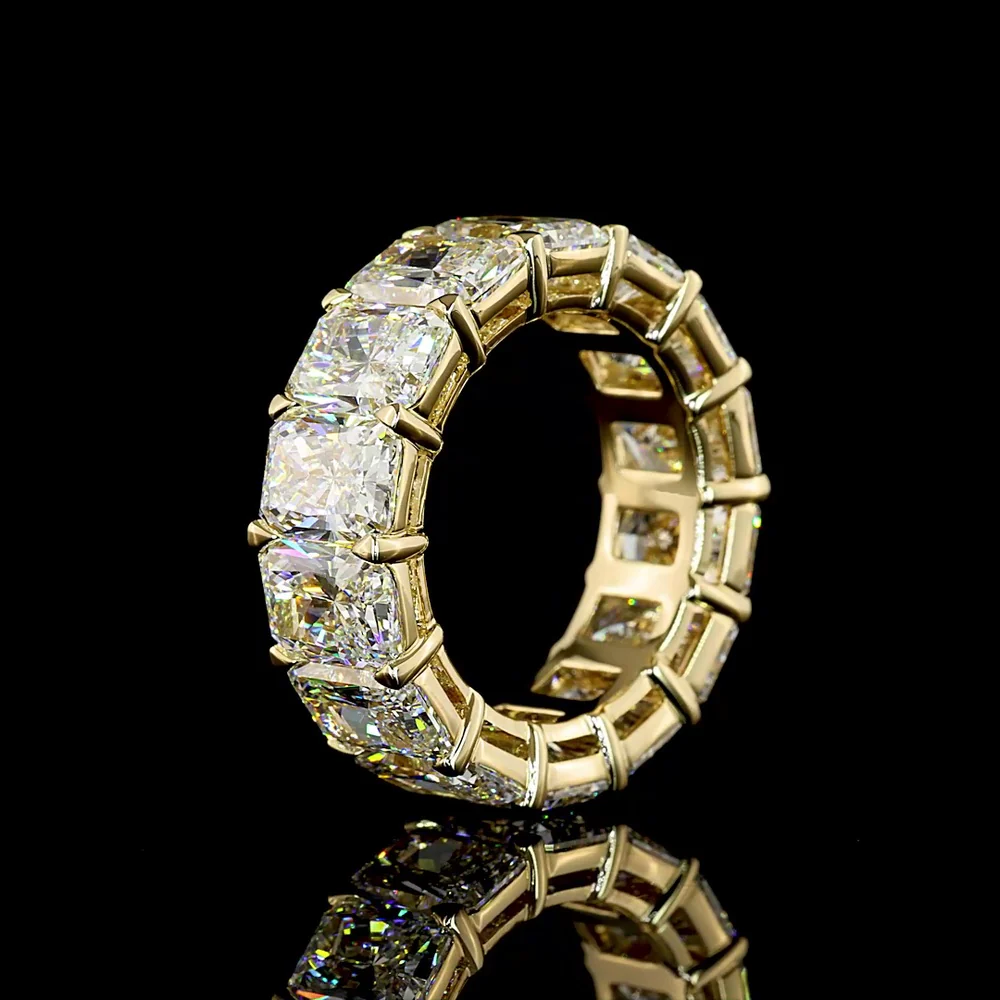 14K Yellow Gold Eternity Band with 14 Radiant Cut Lab Diamonds - 14.69 Carat Total Diamond Weight - Covaloro Fine Jewelry - Image 4