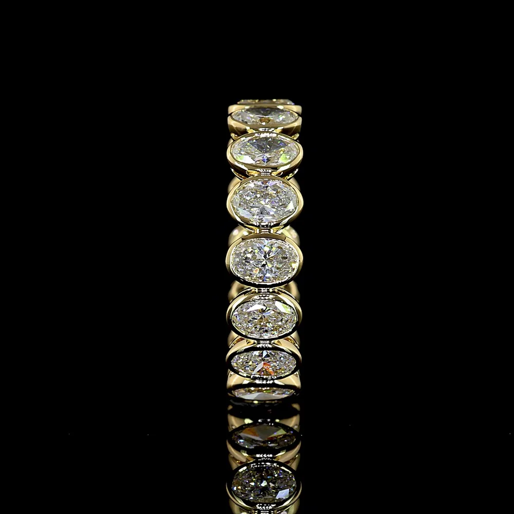 14K Yellow Gold Eternity Band with 16 Bezel-Set Oval Lab Diamonds - 3.03 Total Carat Weight, E-F Color VS Clarity, North-South Orientation - Covaloro Fine Jewelry - Image 4