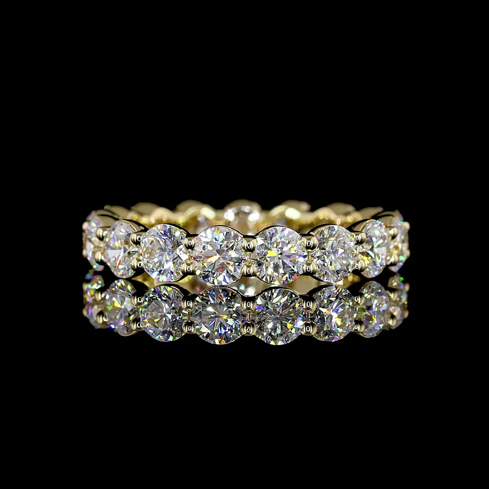 14K Yellow Gold Eternity Band with 17 Round Brilliant Cut Lab Diamonds - 2.59 Carats Total Diamond Weight, E-F Color, VS Clarity - Covaloro Fine Jewelry