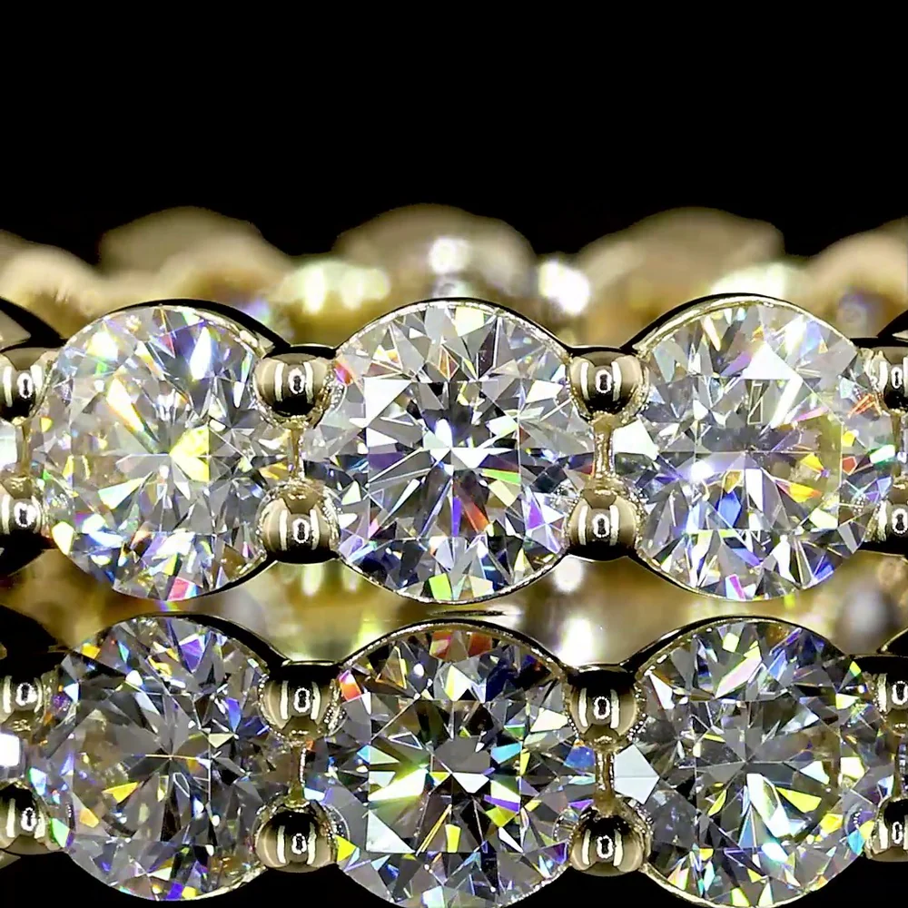 14K Yellow Gold Eternity Band with 17 Round Brilliant Cut Lab Diamonds - 2.59 Carats Total Diamond Weight, E-F Color, VS Clarity - Covaloro Fine Jewelry - Image 2