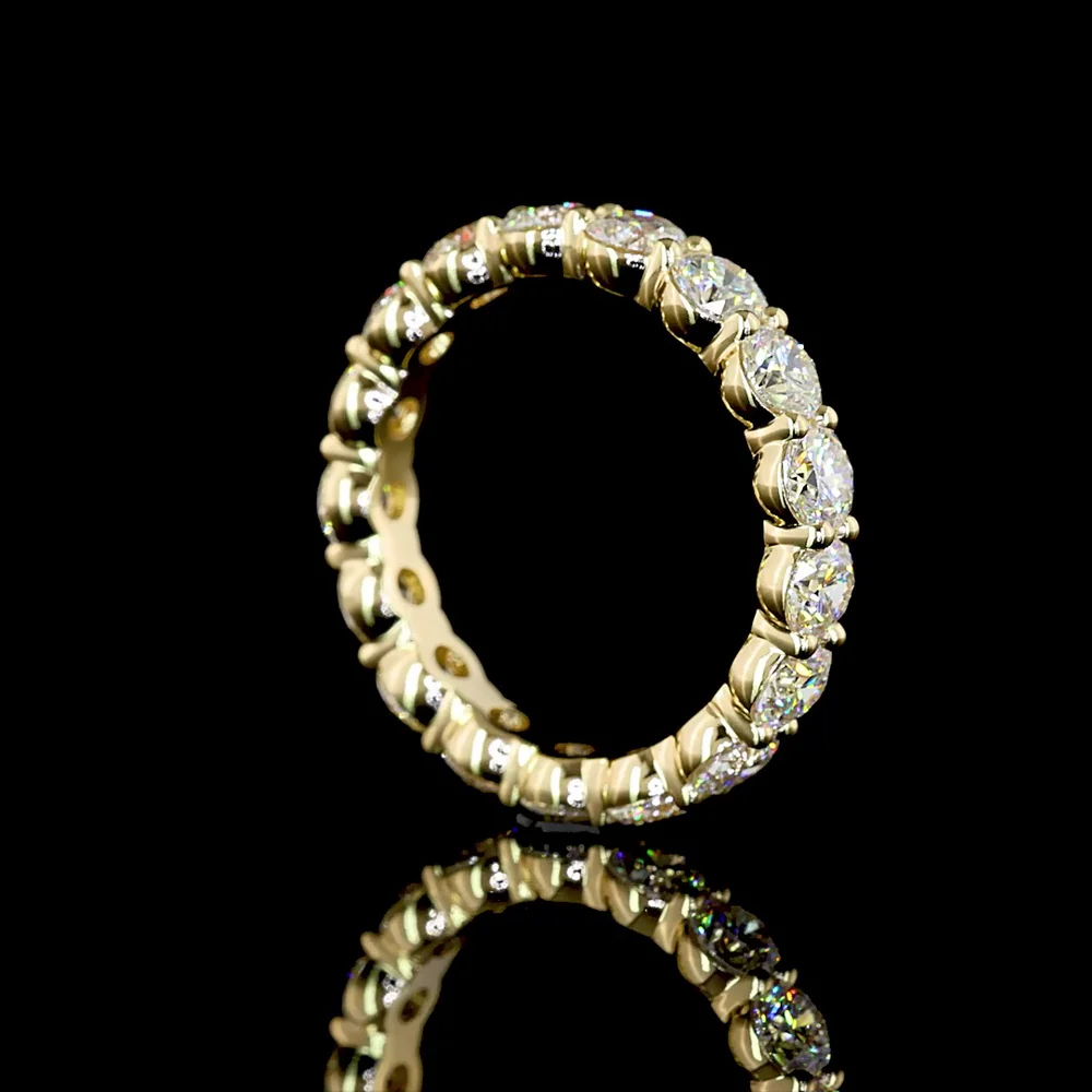 14K Yellow Gold Eternity Band with 17 Round Brilliant Cut Lab Diamonds - 2.59 Carats Total Diamond Weight, E-F Color, VS Clarity - Covaloro Fine Jewelry - Image 3