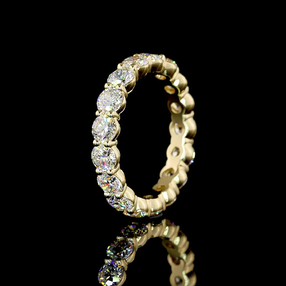 14K Yellow Gold Eternity Band with 17 Round Brilliant Cut Lab Diamonds - 2.59 Carats Total Diamond Weight, E-F Color, VS Clarity - Covaloro Fine Jewelry - Image 4