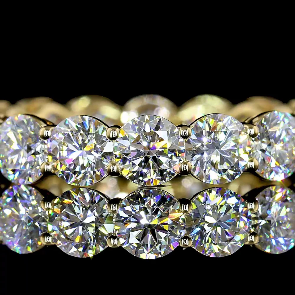 14K Yellow Gold Eternity Band with 18 Prong-Set Round Lab-Grown Diamonds - 3.03 Carat Total Weight (E-F Color, VS Clarity) - Covaloro Fine Jewelry - Image 2