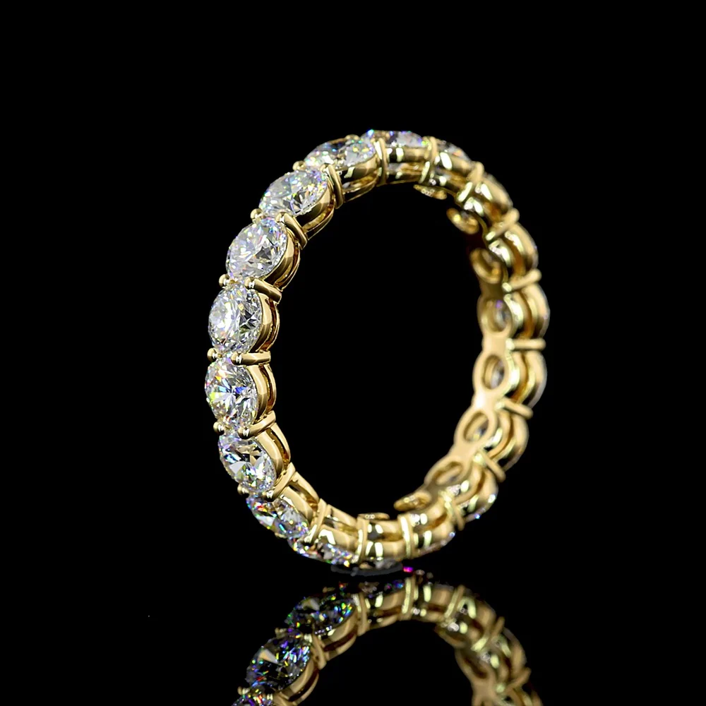 14K Yellow Gold Eternity Band with 18 Prong-Set Round Lab-Grown Diamonds - 3.03 Carat Total Weight (E-F Color, VS Clarity) - Covaloro Fine Jewelry - Image 4