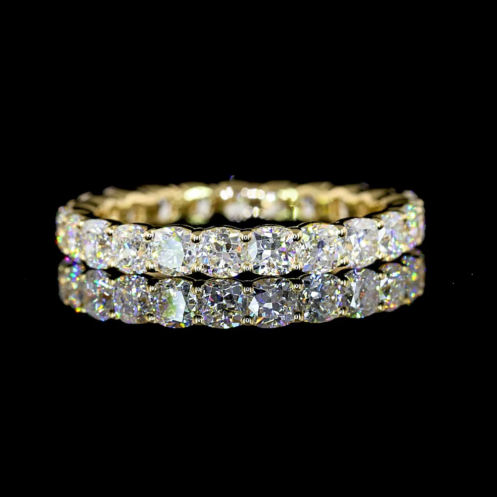 14K Yellow Gold Eternity Band with 2.21 Carats Total Weight Square Cushion Brilliant Cut Lab Diamonds in Prong Setting - Covaloro Fine Jewelry - Image 2