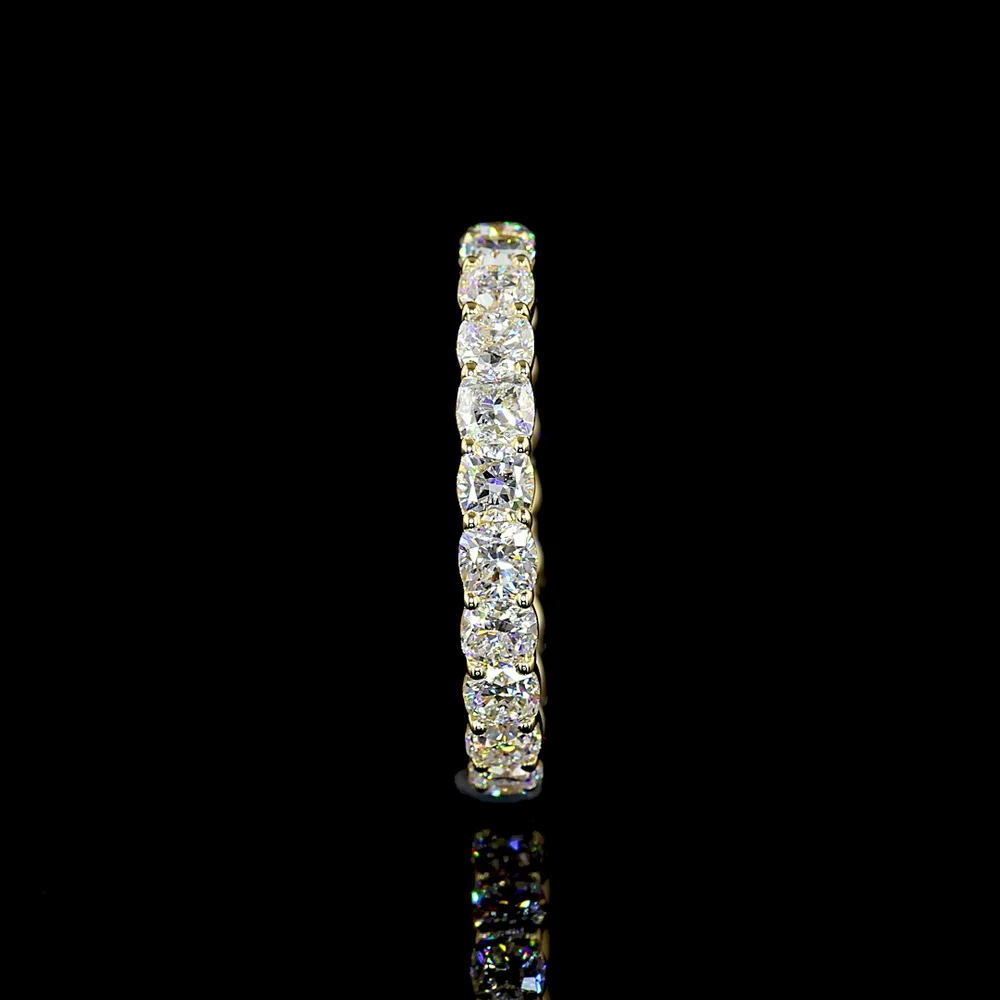 14K Yellow Gold Eternity Band with 2.21 Carats Total Weight Square Cushion Brilliant Cut Lab Diamonds in Prong Setting - Covaloro Fine Jewelry - Image 4